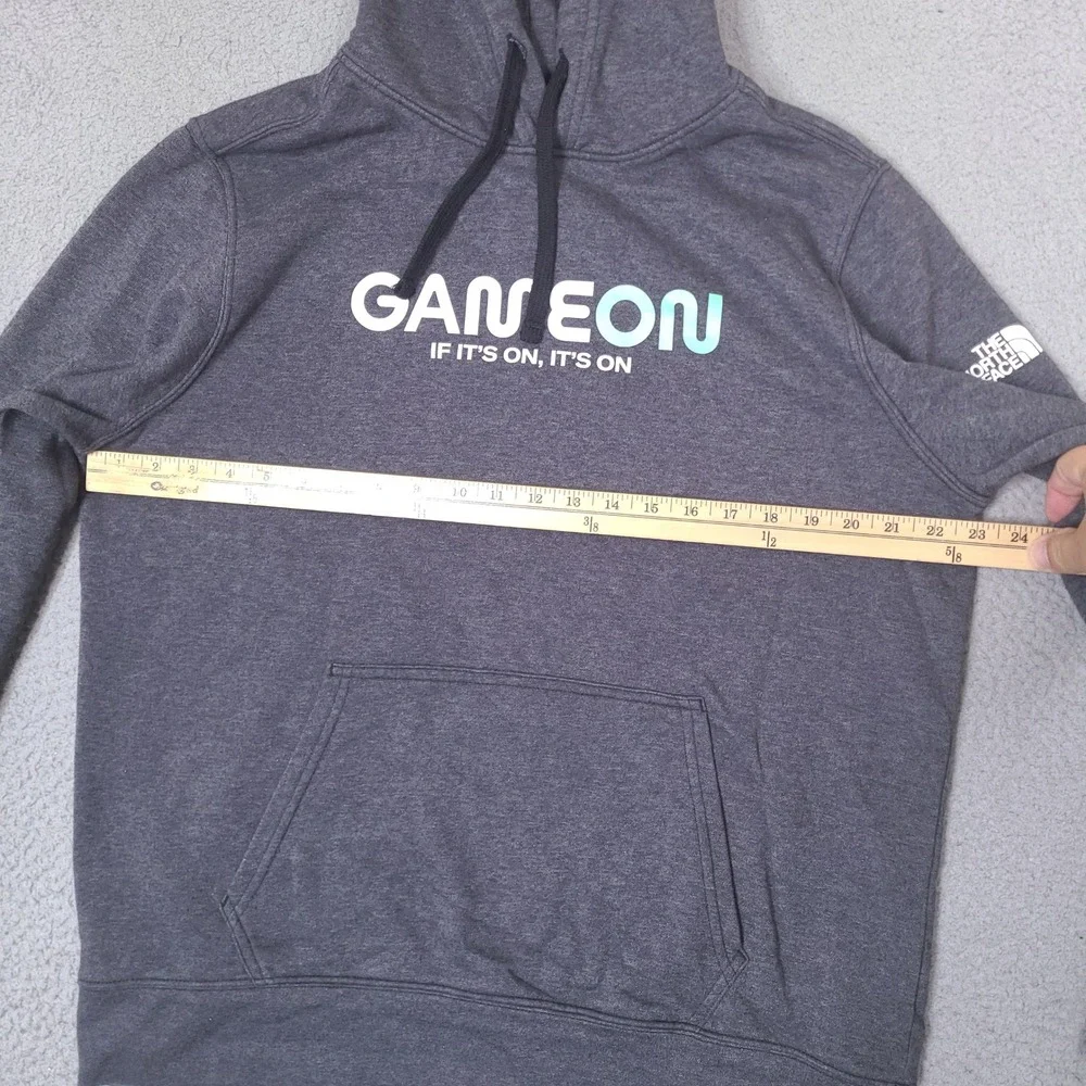 The North Face‎ Hoodie Mens Large Gray Game On Print Pullover Sweatshirt